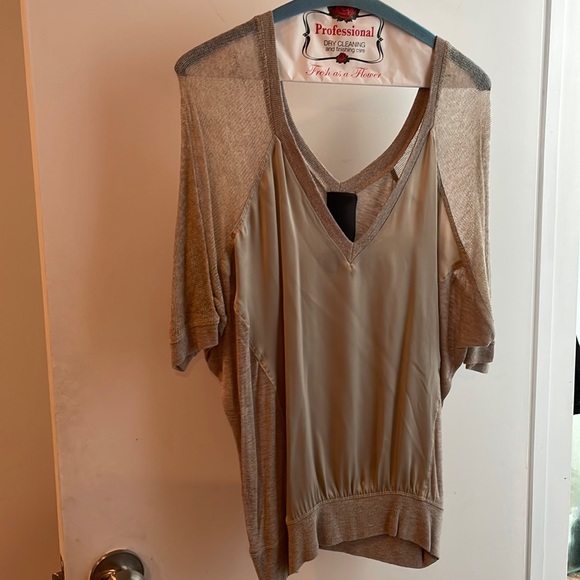 V neck silk sweater top - Picture 1 of 8